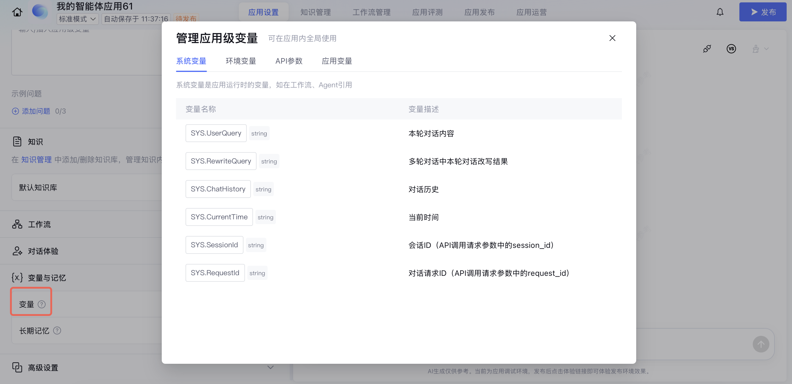 应用变量配置